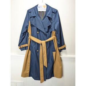 La Ligne x Target Women Rain Trench Coat Navy Blue Tan Colorblock Size 1X